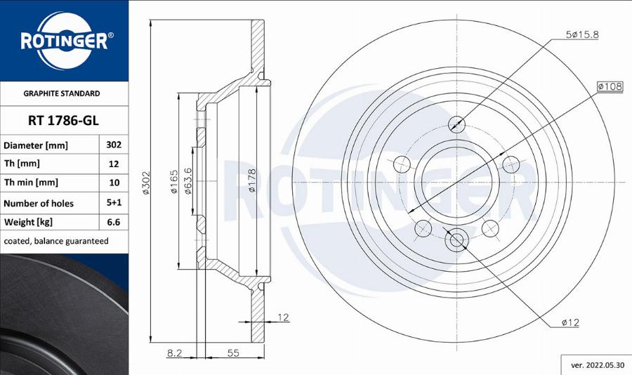 Rotinger RT 1786-GL - Тормозной диск unicars.by