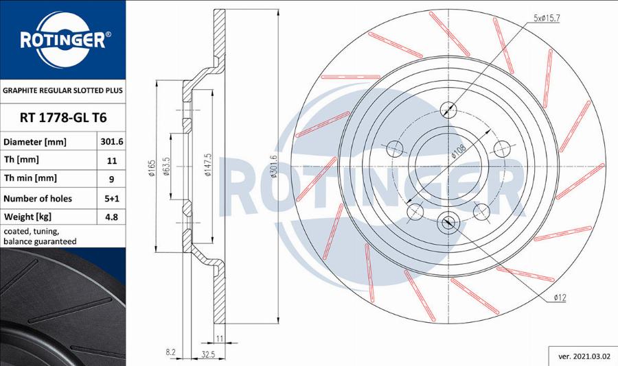 Rotinger RT 1778-GL T6 - Тормозной диск unicars.by