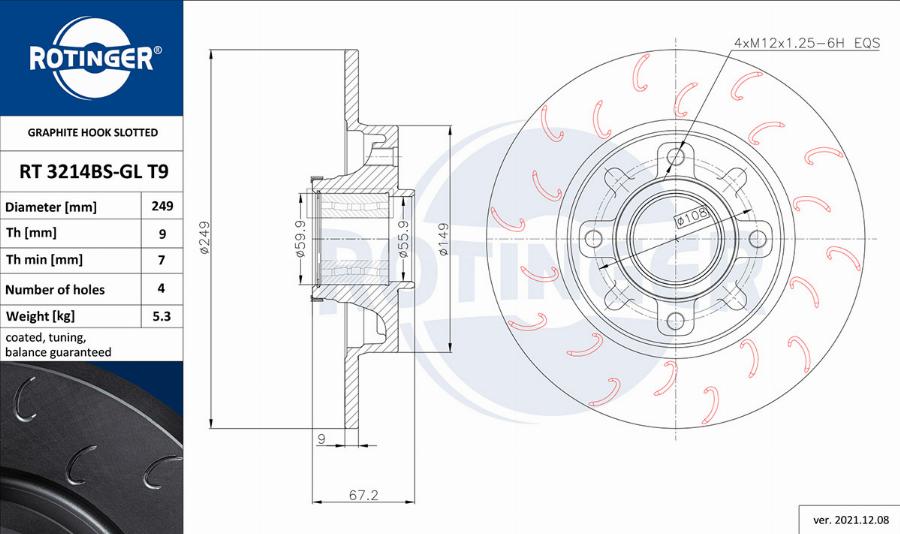 Rotinger RT 3214BS-GL T9 - Тормозной диск unicars.by