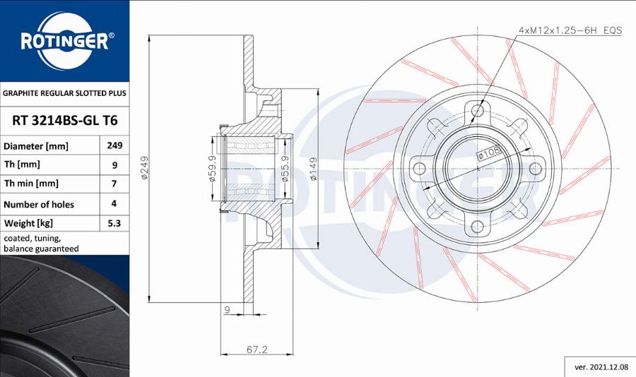 Rotinger RT 3214BS-GL T6 - Тормозной диск unicars.by