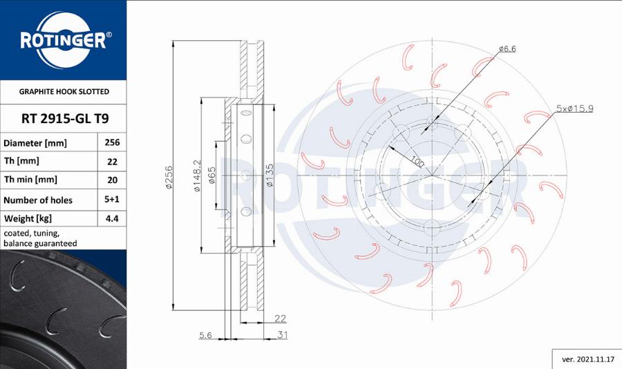 Rotinger RT 2915-GL T9 - Тормозной диск unicars.by