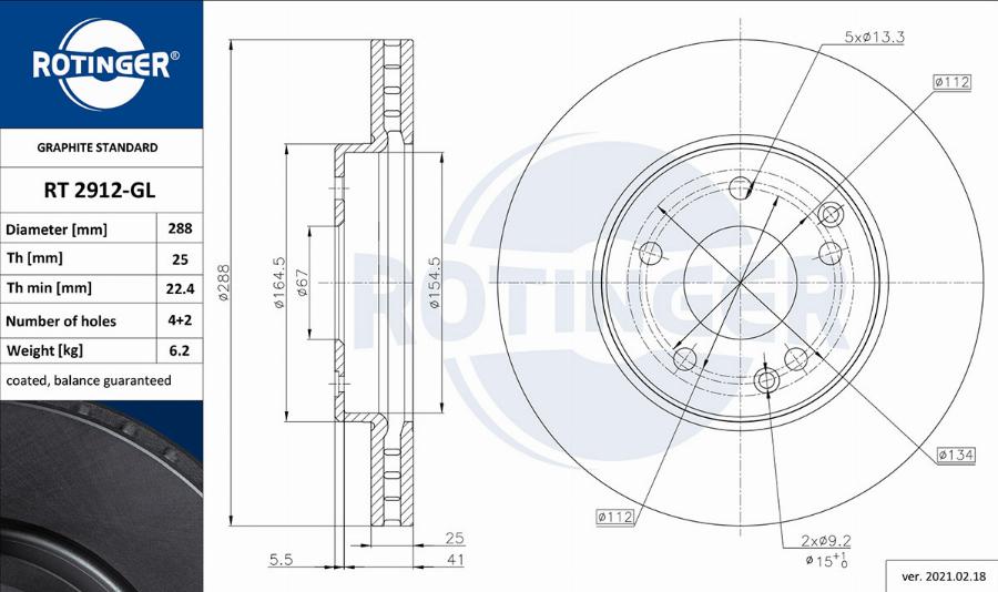 Rotinger RT 2912-GL - Тормозной диск unicars.by