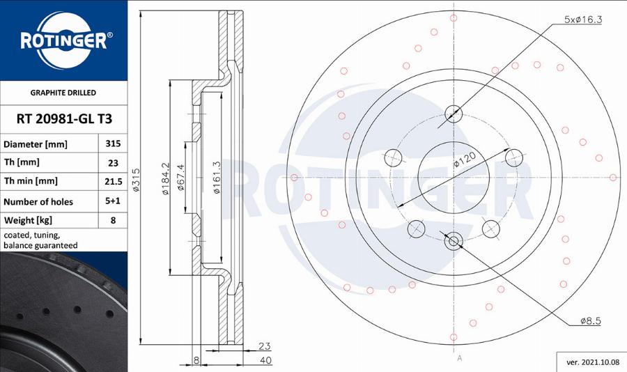 Rotinger RT 20981-GL T3 - Тормозной диск unicars.by