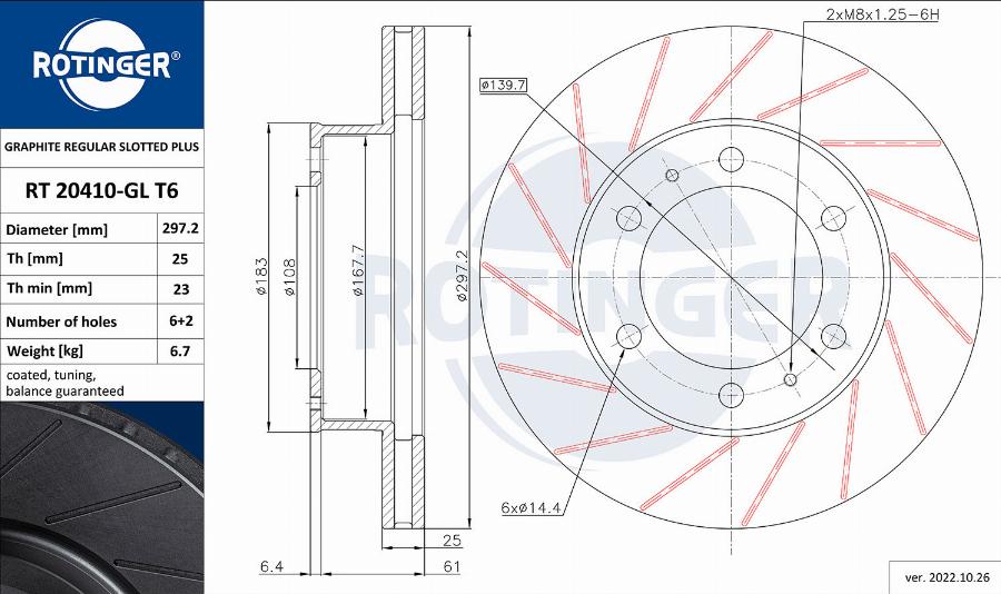 Rotinger RT 20410-GL T6 - Тормозной диск unicars.by