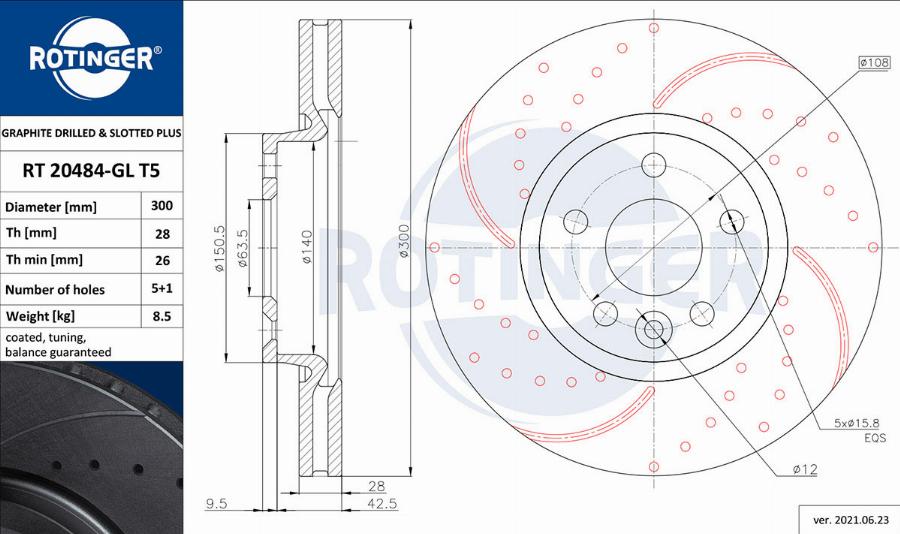 Rotinger RT 20484-GL T5 - Тормозной диск unicars.by