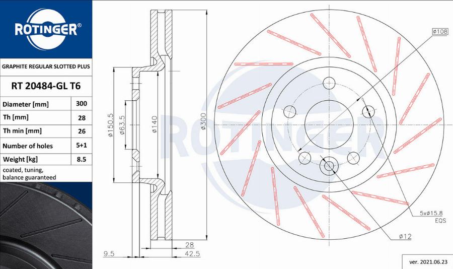 Rotinger RT 20484-GL T6 - Тормозной диск unicars.by