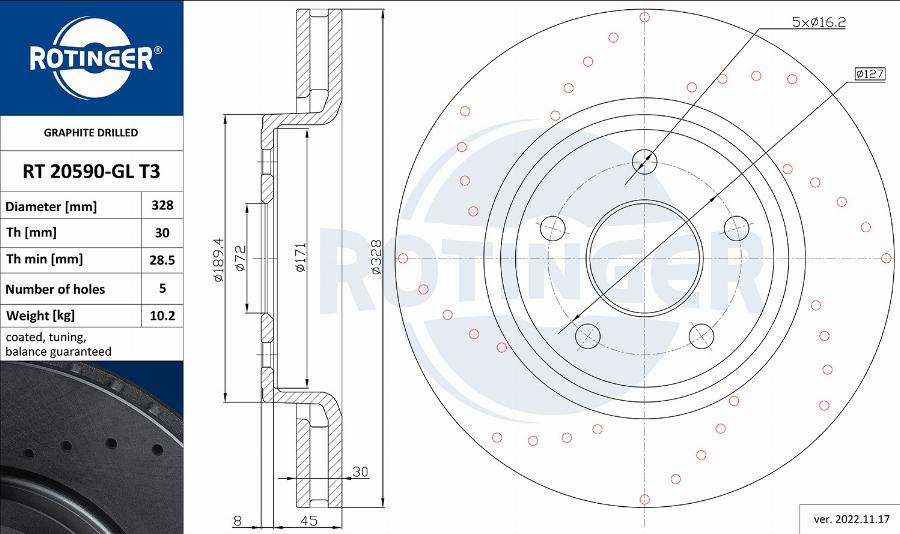 Rotinger RT 20590-GL T3 - Тормозной диск unicars.by