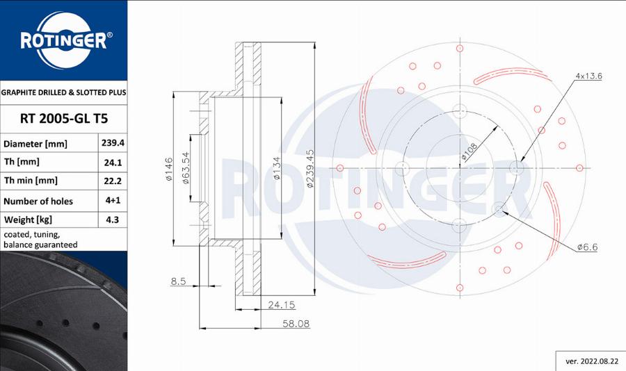 Rotinger RT 2005-GL T5 - Тормозной диск unicars.by