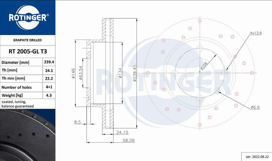 Rotinger RT 2005-GL T3 - Тормозной диск unicars.by