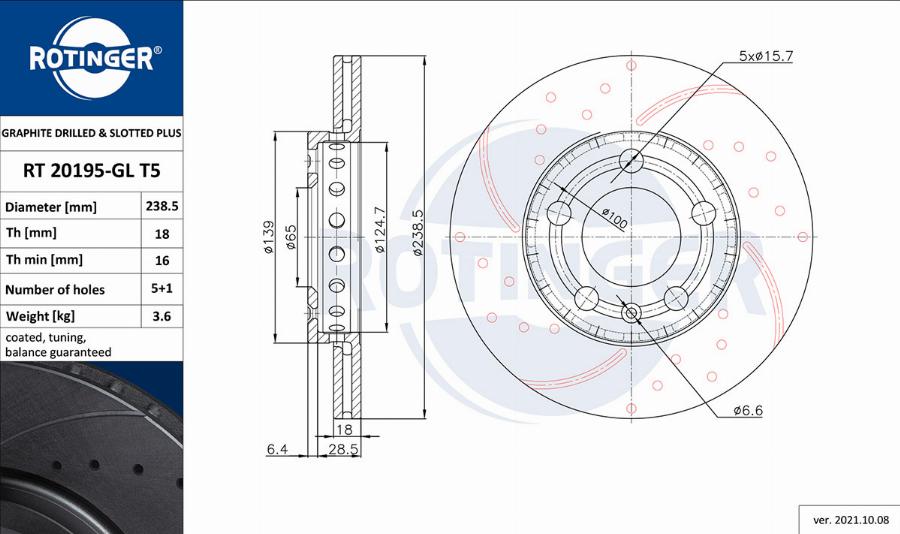 Rotinger RT 20195-GL T5 - Тормозной диск unicars.by