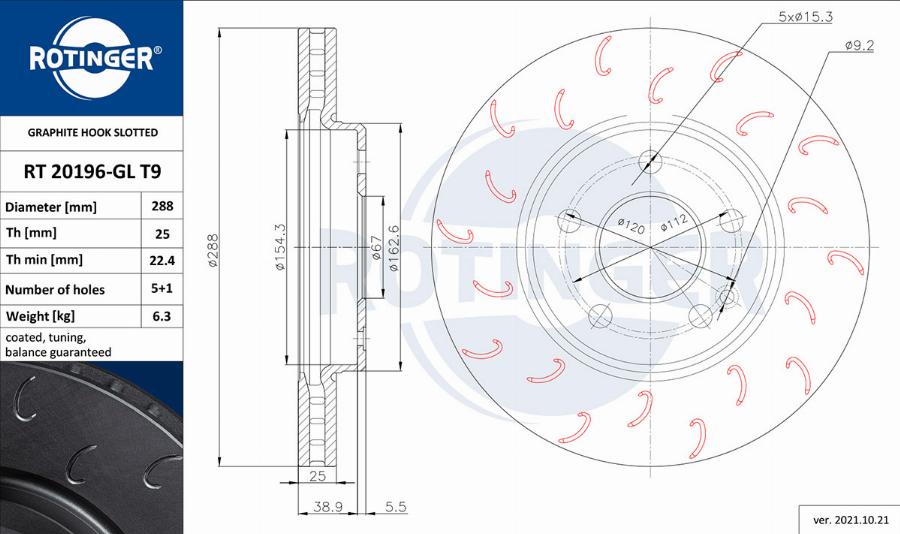 Rotinger RT 20196-GL T9 - Тормозной диск unicars.by