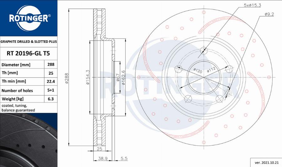 Rotinger RT 20196-GL T5 - Тормозной диск unicars.by