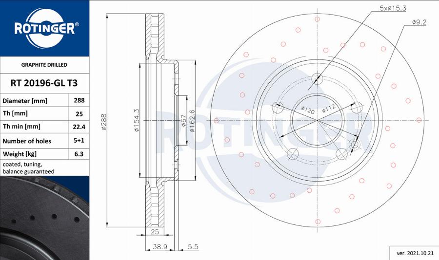 Rotinger RT 20196-GL T3 - Тормозной диск unicars.by