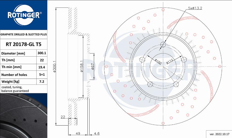 Rotinger RT 20178-GL T5 - Тормозной диск unicars.by