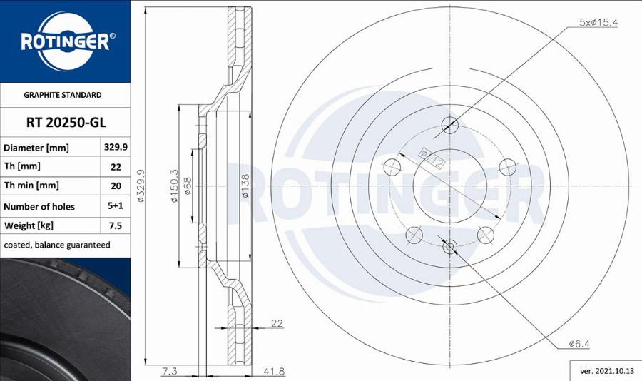 Rotinger RT 20250-GL - Тормозной диск unicars.by