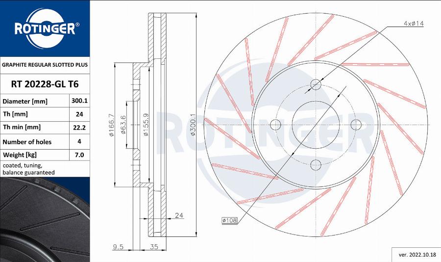 Rotinger RT 20228-GL T6 - Тормозной диск unicars.by