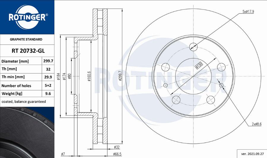 Rotinger RT 20732-GL - Тормозной диск unicars.by