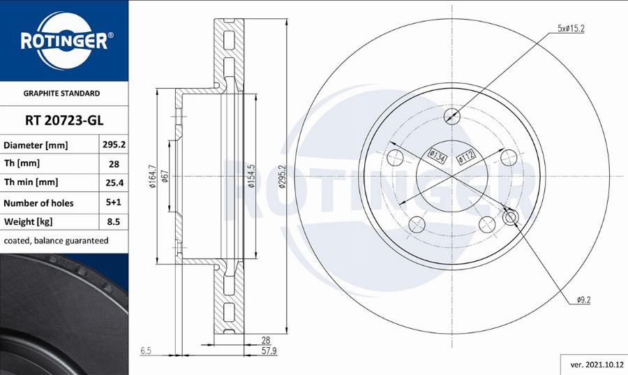 Rotinger RT 20723-GL - Тормозной диск unicars.by