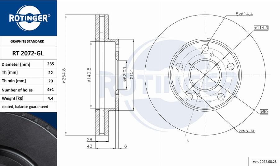 Rotinger RT 2072-GL - Тормозной диск unicars.by