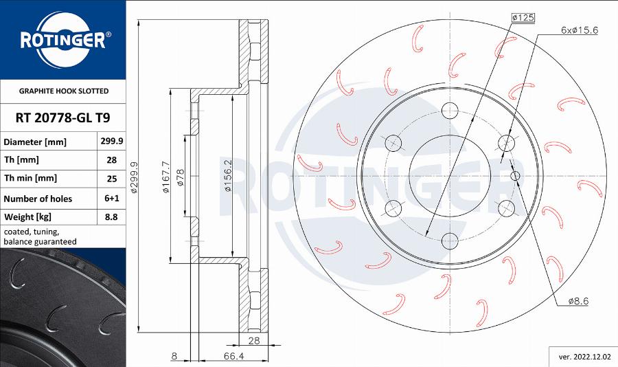 Rotinger RT 20778-GL T9 - Тормозной диск unicars.by