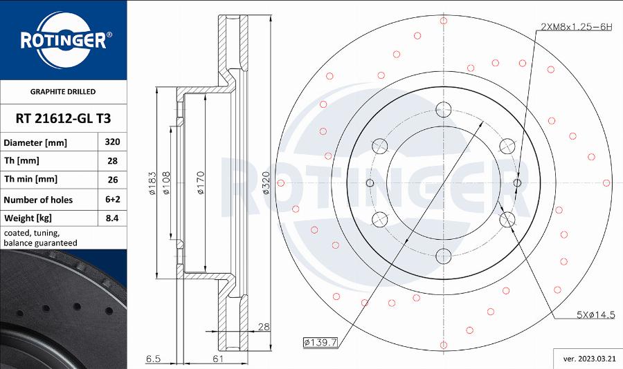 Rotinger RT 21612-GL T3 - Тормозной диск unicars.by