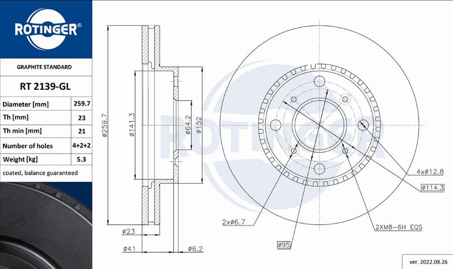 Rotinger RT 2139-GL - Тормозной диск unicars.by