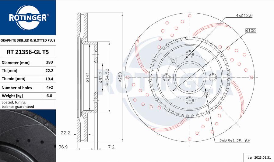 Rotinger RT 21356-GL T5 - Тормозной диск unicars.by