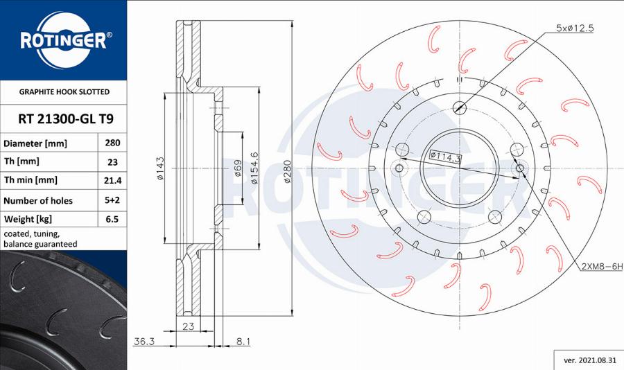 Rotinger RT 21300-GL T9 - Тормозной диск unicars.by