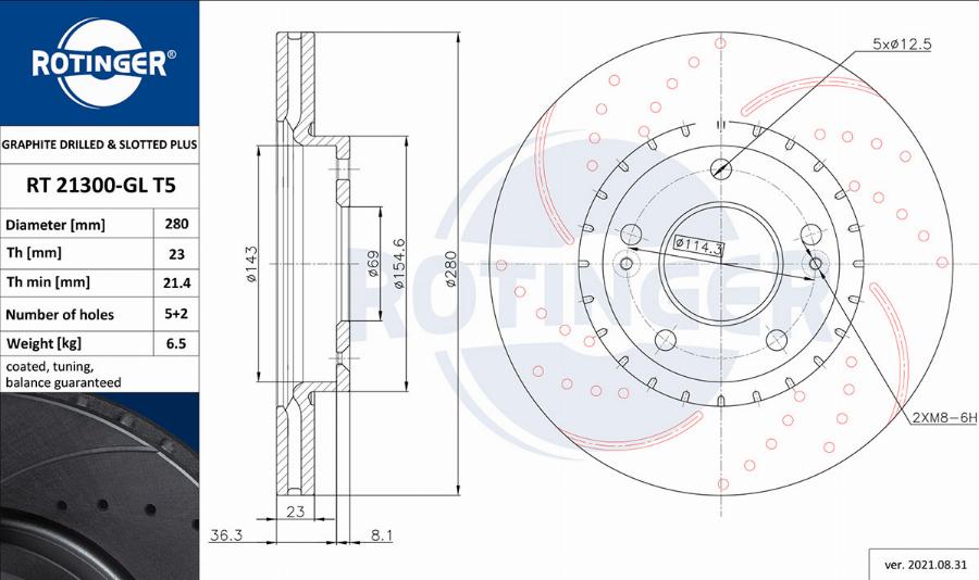 Rotinger RT 21300-GL T5 - Тормозной диск unicars.by