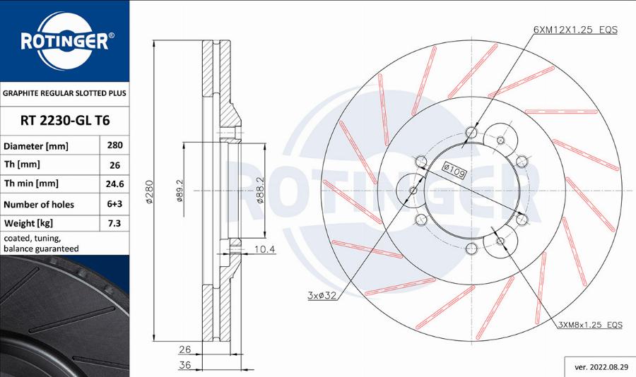 Rotinger RT 2230-GL T6 - Тормозной диск unicars.by