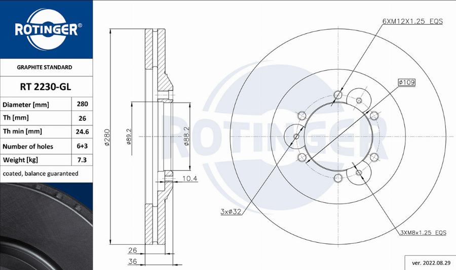 Rotinger RT 2230-GL - Тормозной диск unicars.by