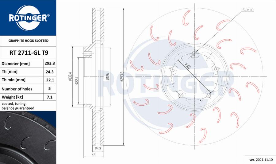 Rotinger RT 2711-GL T9 - Тормозной диск unicars.by