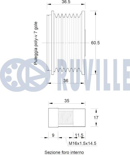 Ruville 542800 - Шкив генератора, муфта unicars.by