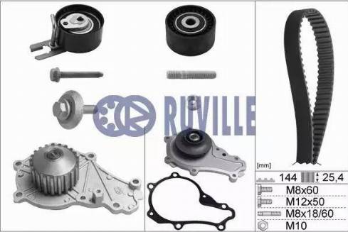 Ruville 55953702 - Водяной насос + комплект зубчатого ремня ГРМ unicars.by