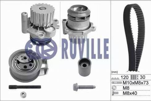 Ruville 55494701 - Водяной насос + комплект зубчатого ремня ГРМ unicars.by