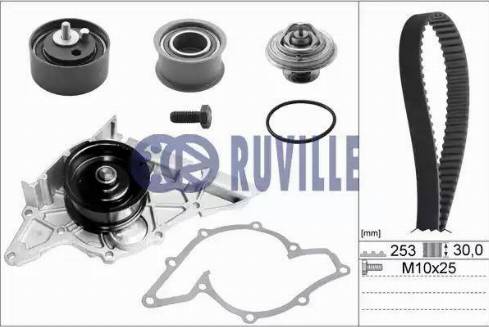 Ruville 55490701 - Водяной насос + комплект зубчатого ремня ГРМ unicars.by