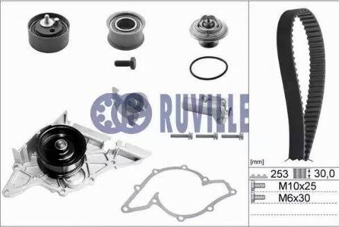 Ruville 55490711 - Водяной насос + комплект зубчатого ремня ГРМ unicars.by