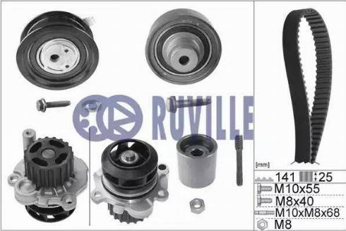 Ruville 55491731 - Водяной насос + комплект зубчатого ремня ГРМ unicars.by