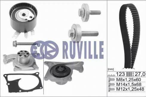 Ruville 55581703 - Водяной насос + комплект зубчатого ремня ГРМ unicars.by