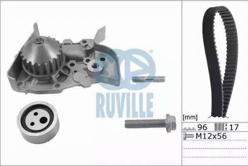 Ruville 55622701 - Водяной насос + комплект зубчатого ремня ГРМ unicars.by