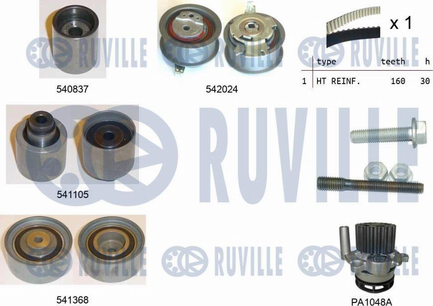 Ruville 5503051 - Водяной насос + комплект зубчатого ремня ГРМ unicars.by