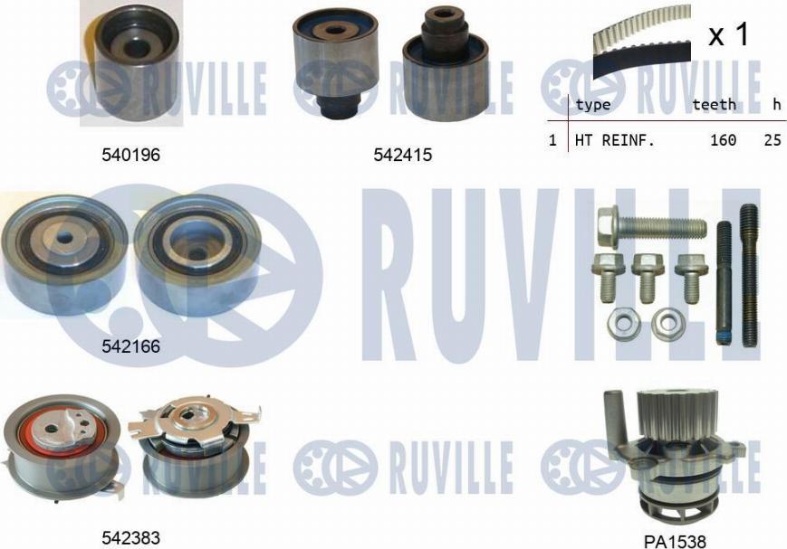 Ruville 5503351 - Водяной насос + комплект зубчатого ремня ГРМ unicars.by