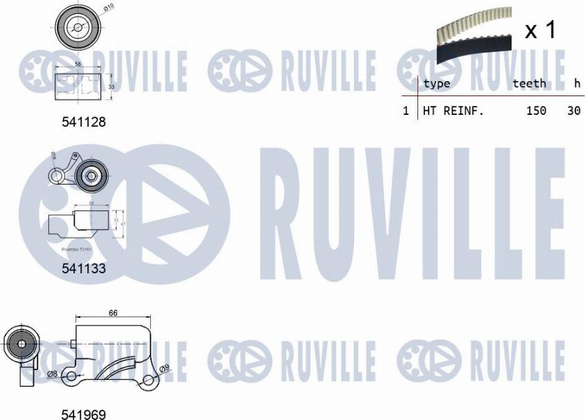 Ruville 550291 - Комплект зубчатого ремня ГРМ unicars.by