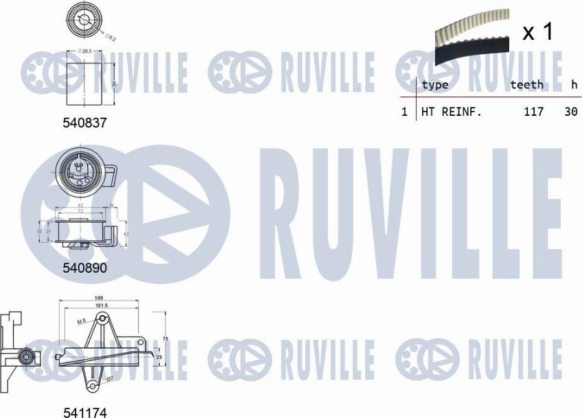 Ruville 550255 - Комплект зубчатого ремня ГРМ unicars.by