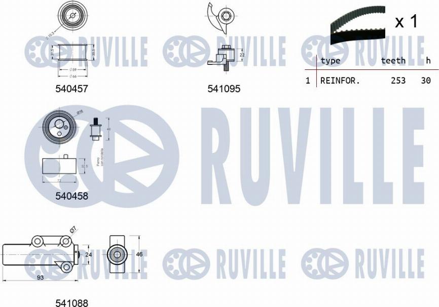 Ruville 550253 - Комплект зубчатого ремня ГРМ unicars.by