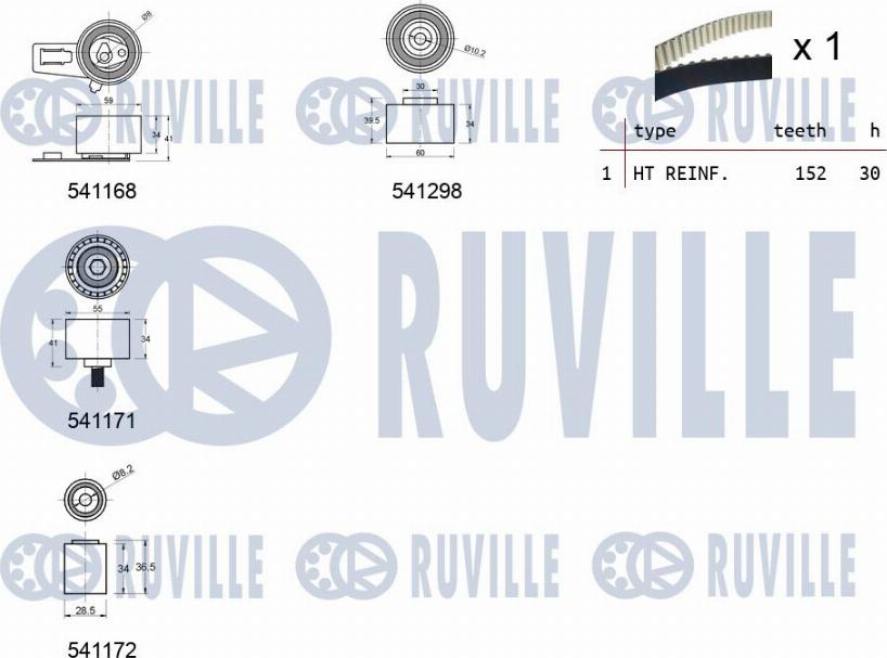 Ruville 550273 - Комплект зубчатого ремня ГРМ unicars.by