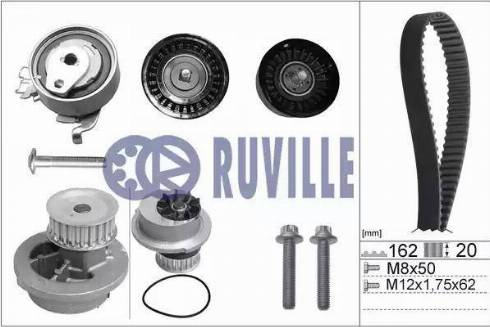 Ruville 55327723 - Водяной насос + комплект зубчатого ремня ГРМ unicars.by