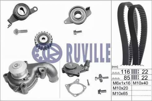 Ruville 55214701 - Водяной насос + комплект зубчатого ремня ГРМ unicars.by