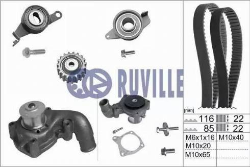 Ruville 55214702 - Водяной насос + комплект зубчатого ремня ГРМ unicars.by