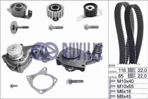 Ruville 55214711 - Водяной насос + комплект зубчатого ремня ГРМ unicars.by